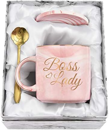 YHRJWN Кафеена чаша Boss Lady Подаръци Boss Lady за жени Кафеена Чаша Boss Благодарствена Чаша на Ден на Шефа на Чаша за Шеф Boss Lady Чаши със златен печат 12 унции с Изискана кутия, Л?