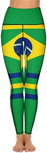 Дамски панталони За Йога с Висока Талия и Джоб под Бразилски флаг, Спортни Гамаши