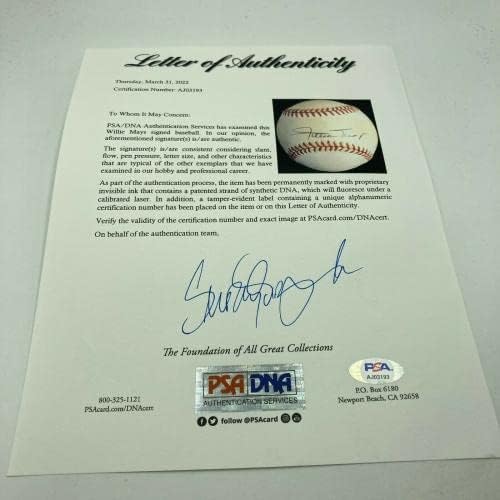 Уили Мейс подписа Реколта Официални Бейзболни топки на Националната лига Бейзбол PSA DNA COA с Автограф