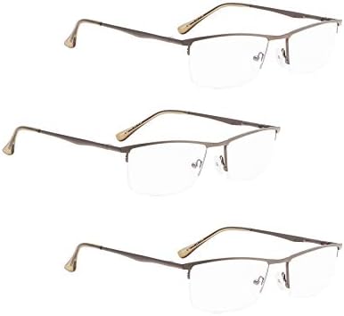 LUR 6 опаковки, прозрачни очила за четене + 3 опаковки на метални очила за четене в полукръгла рамка (общо 9 двойки ридеров