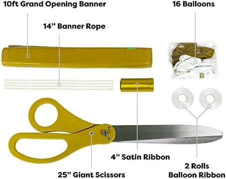 Комплект за церемонията по Рязане на ленти hotel & spa, Гигантски Ножици 25 инча със Златна Сатенена панделка, Банер