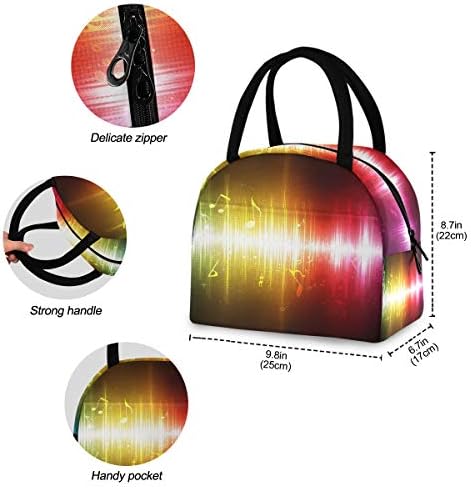 Случайна чанта за обяд Дамски - Rainbow Music Голяма Запечатани Кутия за Обяд с плечевыми ремъци за работа за Деца