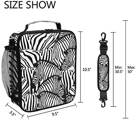 Чанта-Хладилник за училище с Многократно Изолация Zebra Black White Stripes Lunch Box Tote за Жени и Деца