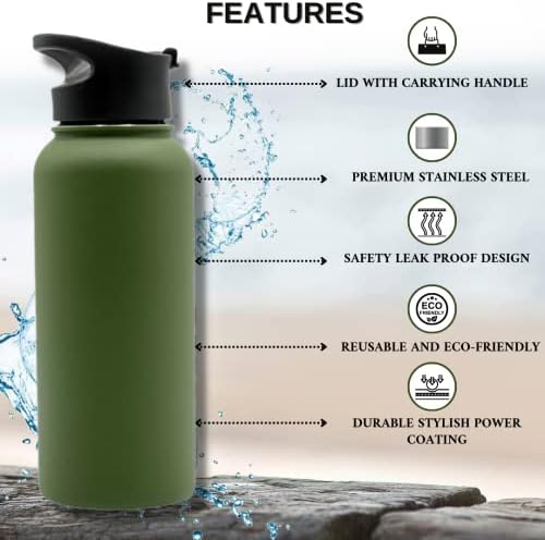 Бутилка за вода с изолация от неръждаема стомана - Различни цветове и размери - Запечатани с дръжка за носене - Метална
