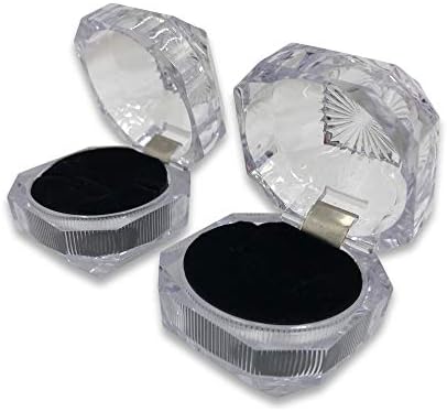 Опаковка от 2 Броя- Акрилна Ковчег за бижута с един пръстен и черна поролоновой възглавница - За подарък/продажби / показване