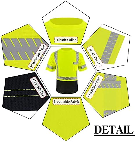 Защитни Ризи LOVPOSNTY ANSI Class 3 Hi Vis, Ризи със Светлоотразителни Ивици, Черно Долните Строителни Ризи за Мъже