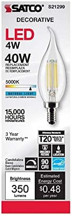 Satco S21299 /06 4-Ваттные led лампи E12, 5000 К, живот 15000 часа, С регулируема яркост, 6 бр.