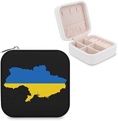 Флаг Карта на Украйна Дамски Часовника За Бижута, Кожена чанта-Органайзер за Обеци за Пътуване на Деня на Свети Валентин,