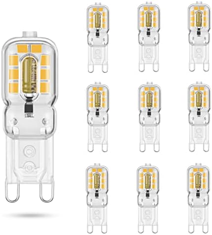 Led лампа Sriomny G9, 10 бр., галогенный еквивалент 2 W 20 W, Прозрачен корпус, G9 Топло бяло 3000 До двухконтактное
