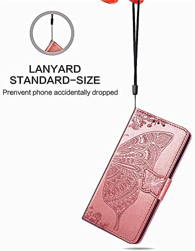 Чанта-портфейл MEUPZZK Samsung Galaxy S22 Ultra от изкуствена кожа с тисненым цветя, пеперуди премиум-клас [Стойка] [Отделения