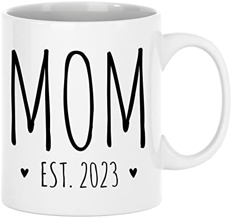 Exxtra Gifts Mom Est 2023 Чаша Baby Shower Cup За Новата Мама Подарък За Бъдещи Родители 11 грама Бял Цвят