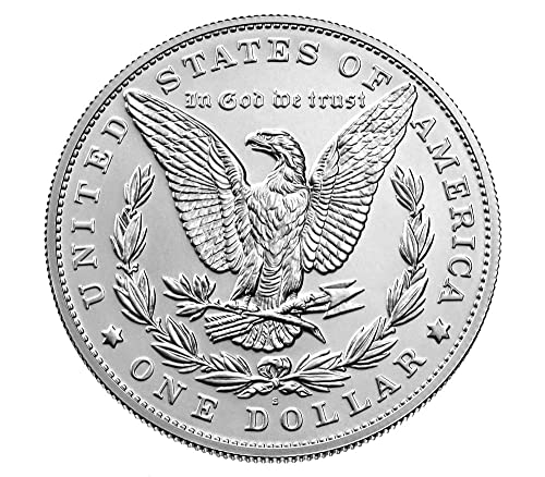 Сребърен долар Морган 2021 година със знака на ментата S в OGP с долара CoA Монетния двор на САЩ, Без да се прибягва