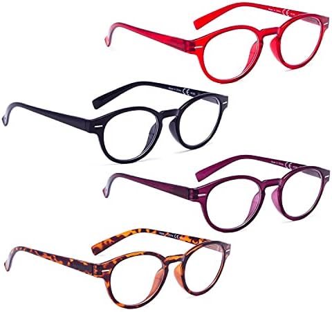 Очила за четене LUR, 4 опаковки, ретро-ридеры с отвор за ключ, овални, кръгли, женски