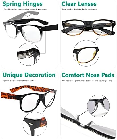 Eyekepper Класически Очила за четене на 80-те години за жените, 5 Двойки, комплектът включва Слънчеви очила за четене