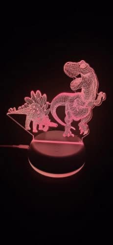 Динозаврите Стегозавр Rex 3D Лампа, Динозаврите led Нов Оптичен иллюзионный Художествен лека нощ с USB, Нощно Настолна