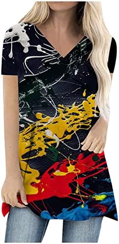 Лятна Есенна Тениска за Момичета 2023, Памучен Тениска с Къс Ръкав и V-Образно деколте, Графична Секси Средновековна