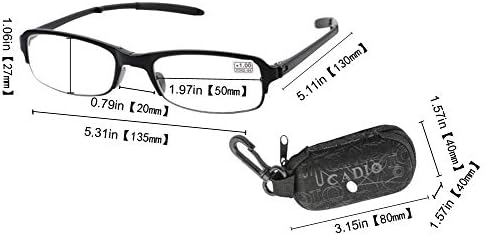 SOOLALA Компактни Мини-Покет Сгъваеми Очила за четене TR90 със Скоба-Държач Калъф с Цип