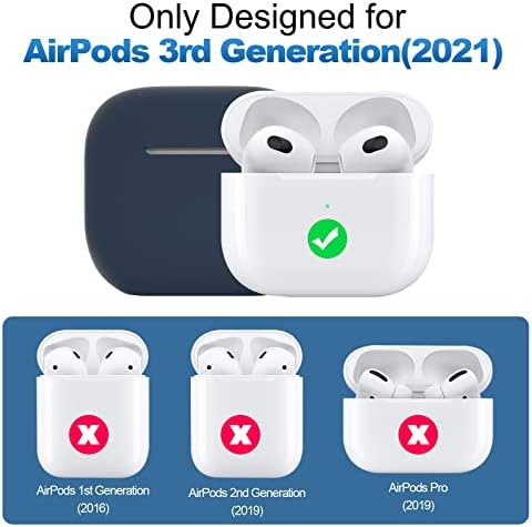 Калъф ATUAT AirPods 3, Защитен Силиконов Калъф за AirPods 3-то поколение Case 2021, Безжичен зареждане - Тъмно Син