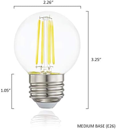 Лампа с нажежаема жичка Light Society Koby G16.5 Прозрачна, 40 W, с регулируема яркост, Модерна Индустриална led лампа с нажежаема жичка E26 с цокъл (опаковка от 6 броя)