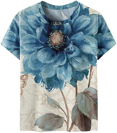 Тениски с дълъг Ръкав за Жени, Пролетната Мода, Ежедневна Блуза С Флорални Принтом, Върхове с Кръгло Деколте, Графични