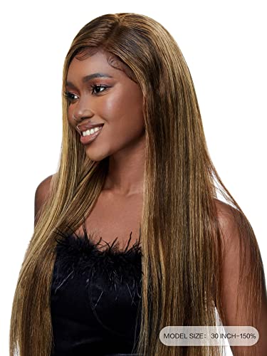 VDESC Перуки от естествена коса на дантели 13 * 4, дълга права перука от човешка коса отпред, за чернокожите жени