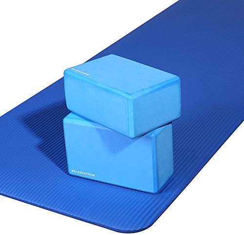Предмети от първа необходимост Универсална подложка за йога от Пяна с висока плътност 1/2 инча, Противоотрывающийся, с каишка за носене на ръка, синьо