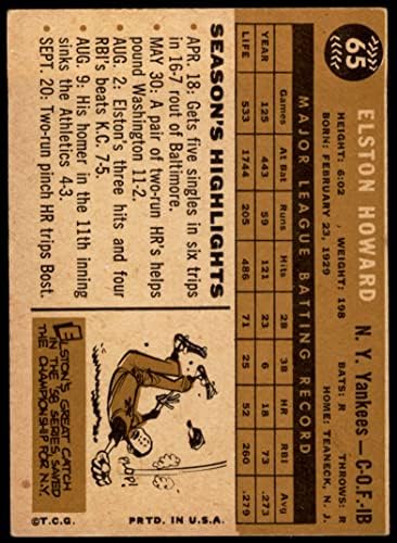 1960 Topps # 65 Элстон Хауърд Ню Йорк Янкис (бейзболна картичка) ДОБРИ Янкис