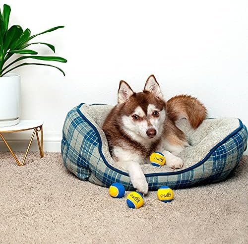Топките за мини-тенис Midlee за кучета - Синьо /Жълто - Опаковка от 4 броя