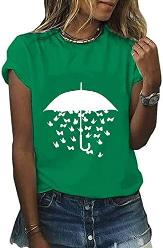 Зелени Ризи за Жени 2023, Тениски с ретро Графика, Блуза, Сладки Ризи с Пеперуди, Къс Ръкав, през Цялата Силует, Свободни