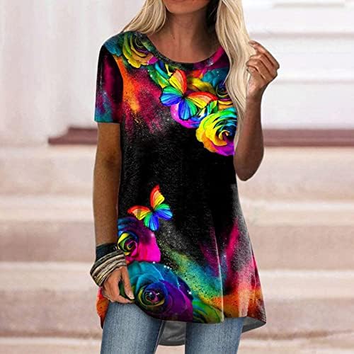 Дамски Модни Тениска, Цветни Ризи С Етнически Графичен Принтом, Върхове с кръгло деколте и Къс Ръкав 2023, Летни Блузи