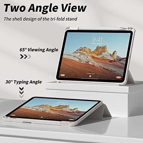 Калъф Aoub за iPad Air 5-то поколение (2022) / iPad Air 4-то поколение (2020 г.) 10,9 инча -[Вграден държач за моливи] устойчив на удари калъф с трехстворчатой стойка с прозрачен заден па