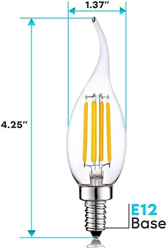 Led лампи Luxrite в 12 опаковки в канделябрах мощност 100 W, 800 Лумена, 3500 До Естествен бял цвят, 7 W, Лампи за полилея