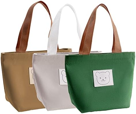 Холщовая Мини чанта-тоут за обяд enyuwlcm, Множество Сладко чанта за обяд и леки закуски, подходящи за една кутия Bento, 3 опаковки (3 цвята)