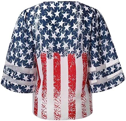 Ризи 4 юли, Женска тениска с Американския Флаг, Лятна Тениска С кръгло деколте и Къс ръкав, Райе, С равен брой гласове-Боя, Свободно Намаляване, Ежедневни Вечерни Тен?