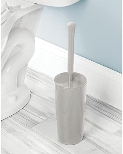 mDesign Модерен Компактен, свободно стояща Пластмасова четка за тоалетна и Правоъгълна кошче за отпадъци - Комбинация