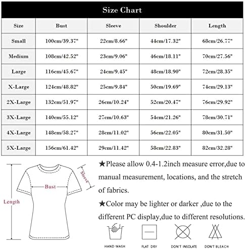 NOKMOPO / Модни Дамски Тениски с V-образно деколте, Къс ръкав и джобове, Върхове с Принтом, Ризи Големи Размери