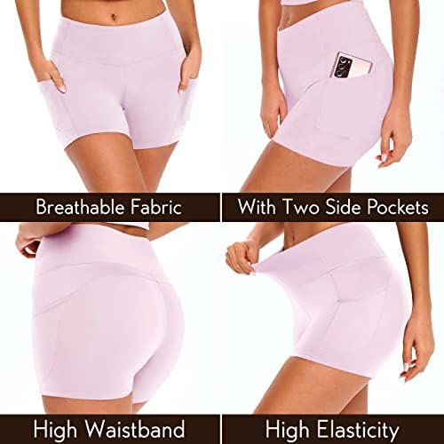 Къси панталони за йога BaHoki Essentials с висока талия - Спортни Спортни Шорти - Плътна Еластичност за туризъм