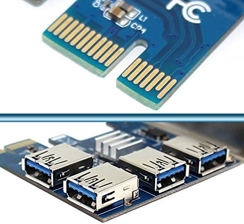 Съединители 4-Портов адаптер PCI-E към USB PCI-E X1 слот за USB 3.0 Странично Card Удължител Такса за майнинга WinXP/Win7/Win8/Win10