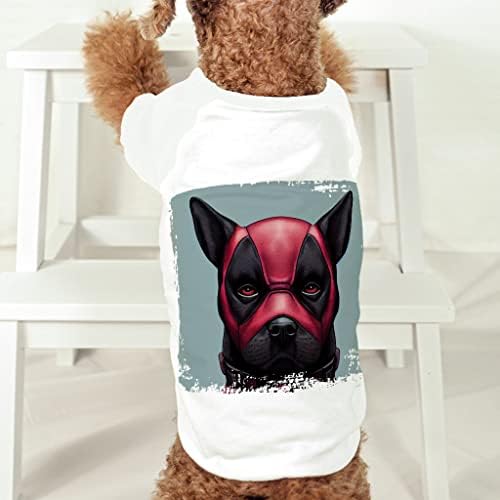 Тениска с изображение на куче - Тениска с Изображение на Куче от Комикс - Наистина хубави Дрехи За кучета - Бяло, XL