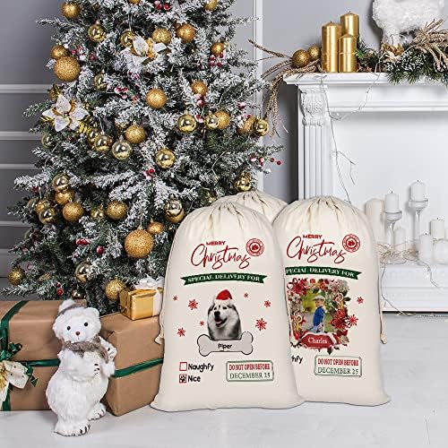 Забавен Кокер Санта Чанти Персонализирани Чанти за Коледни Подаръци от Плат за Кучета с Завязками Коледна Чанта За Съхранение