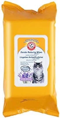Кърпички за котки, които намаляват пърхота ръце и чукове | 100 % Салфетки от пърхот котки с аромат на лавандула за всички котки със сода за хляб за успокояване и овлажн