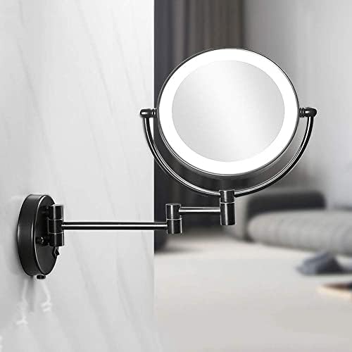 RHYNIL Стенно Огледало за Грим с led подсветка, 3-Кратно Увеличение, Двустранно, завъртащо се на 360 ° Огледало за Тоалетка