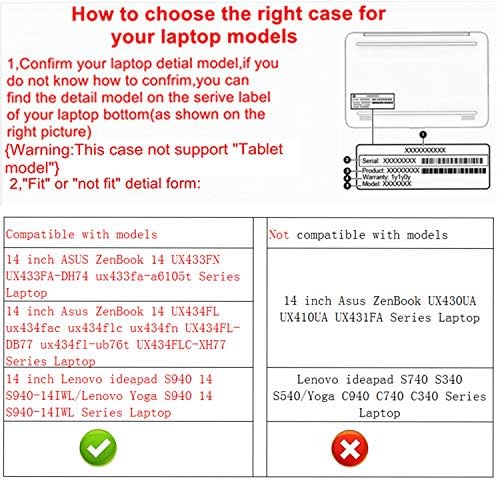 Защитен калъф Alapmk за 14 ASUS ZenBook 14 UX433FN UX433FA-DH74/ZenBook 14 UX434FL UX434FL-DB77/ZenBook 14 UX435EG UX435EG-XH74