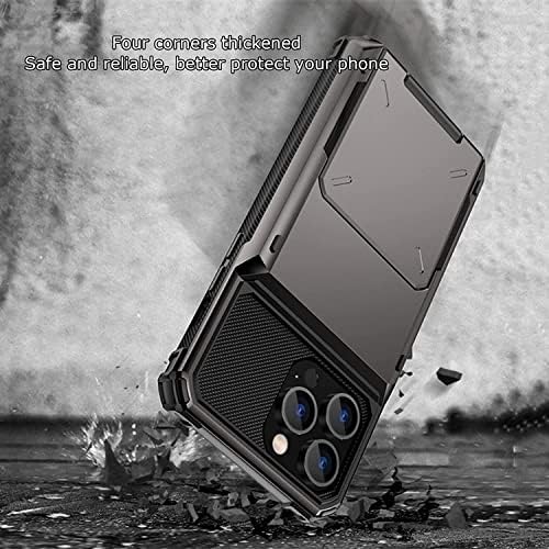Чанта-портфейл COEPMG с панти капак за iPhone 14/14 Plus /14 Pro / 14 Pro Max, Монофонични устойчив на удари Метален