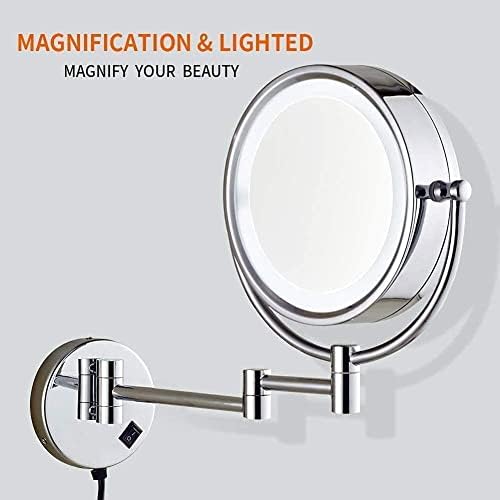 Стенни Огледала за бръснене ZAAHH, Огледало за грим с 10-кратно увеличение, Огледало за тоалетка маса (Цвят: Хром)