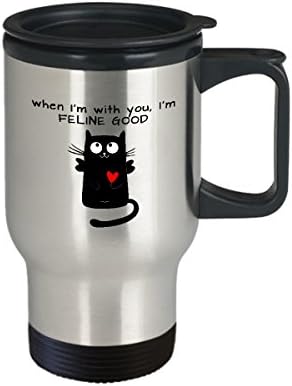 подарък луд кошатнице - когато съм с теб, аз съм по-котка е добра - чаша за пътуване със забавни котки - подарък за любимия
