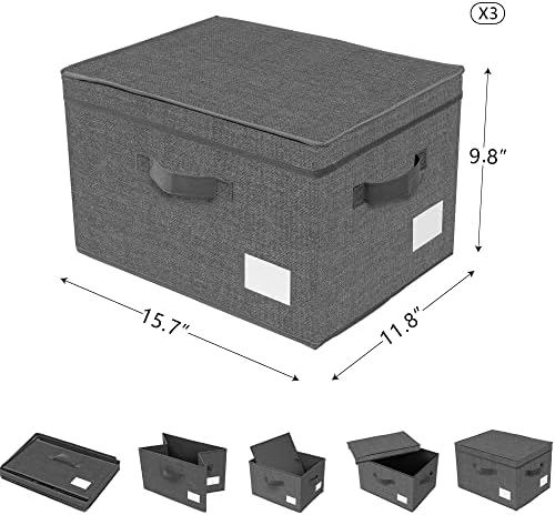 DOVAMY Големи Кутии за съхранение с Капак, Комплект от 2 Филтър Кутии За съхранение, срок на годност-Организатор за гардероба,